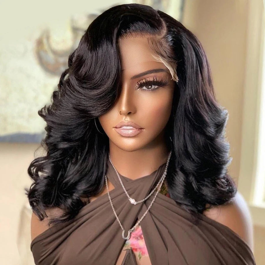 Brazilian Body Wave Short Side Bob Loose Bouncy Curly Human Hair