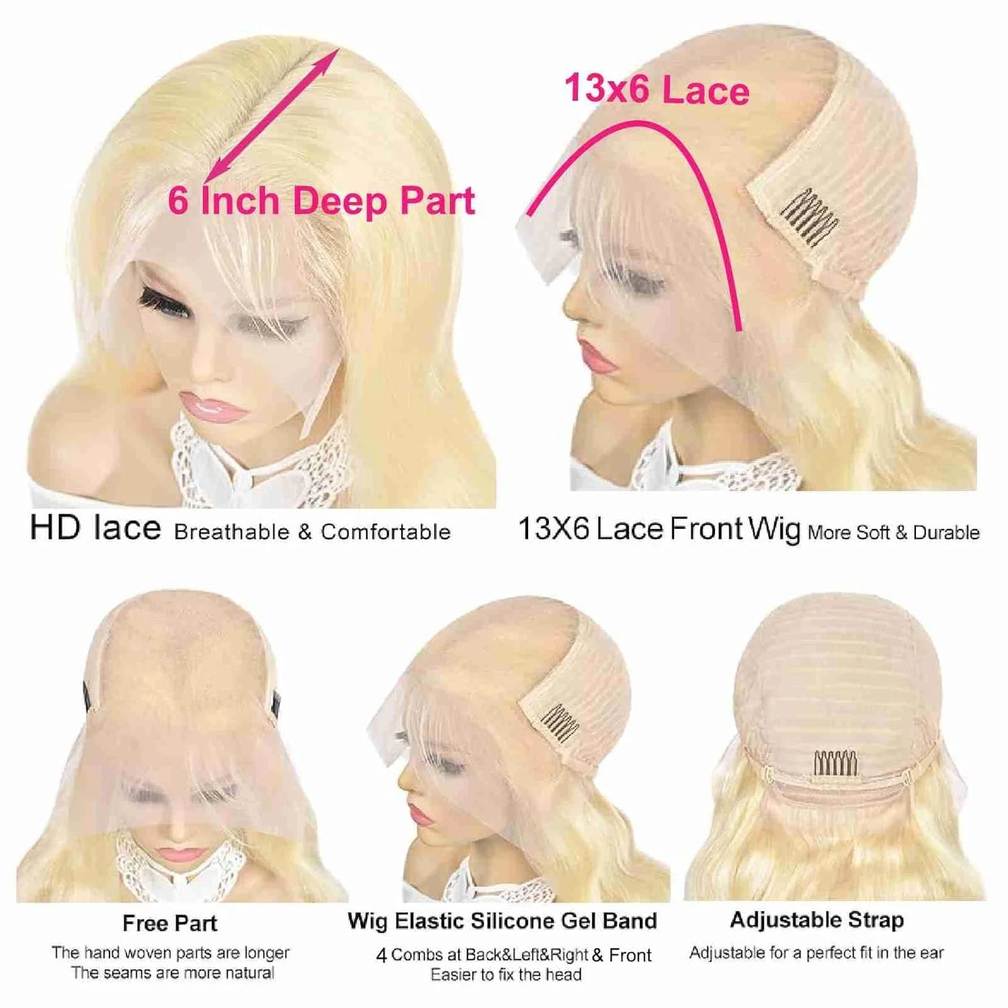 250 Density 613 Hd Lace Frontal Wig 13x6 Straight Lace Front Wigs For Women Color Highlight Blonde Wig 100% Human Hair 30 34Inch