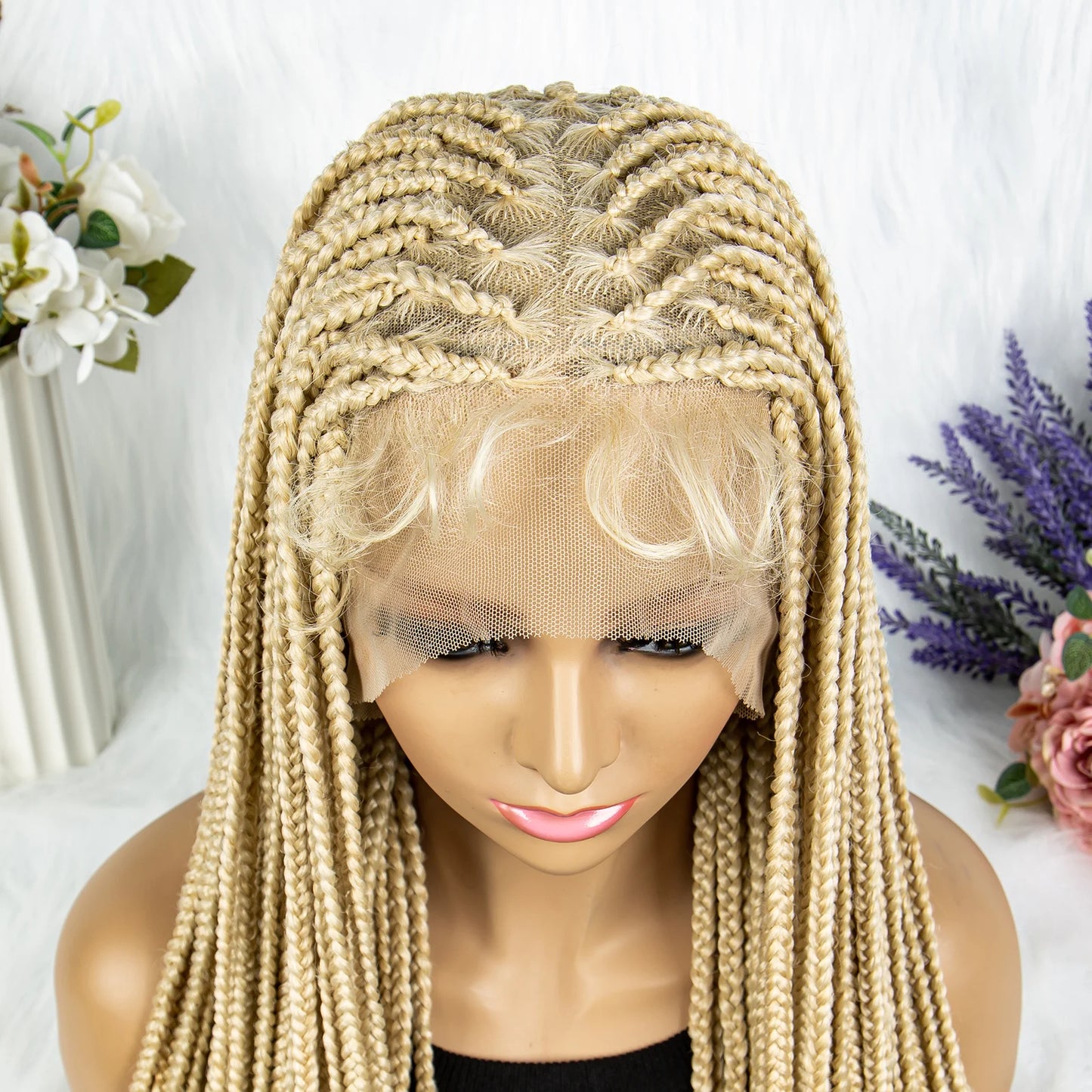 Synthetic Transparent HD Full Lace Braided Wigs Knotless Box Cornrow 