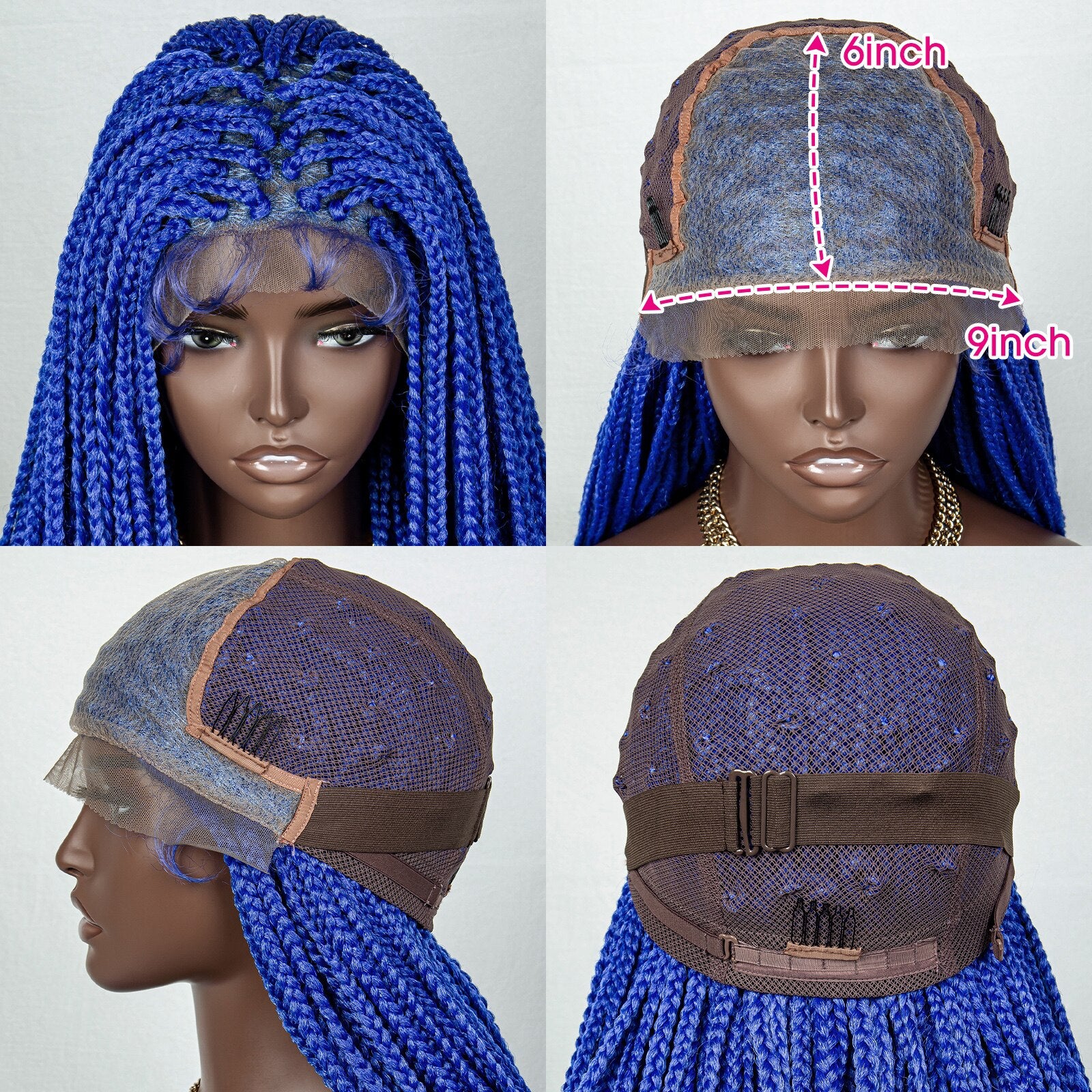 36 Inches Long Braided Wigs Synthetic Lace Front - Supreme Lush Hair