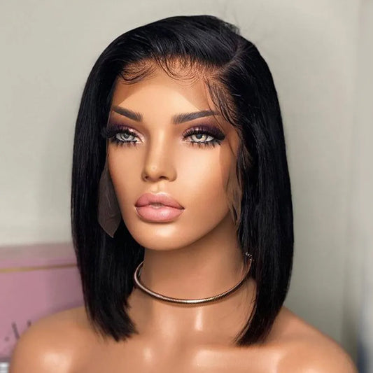 Bone Straight Bob Wig Lace Front Human Hair Transparent Lace Frontal 180%