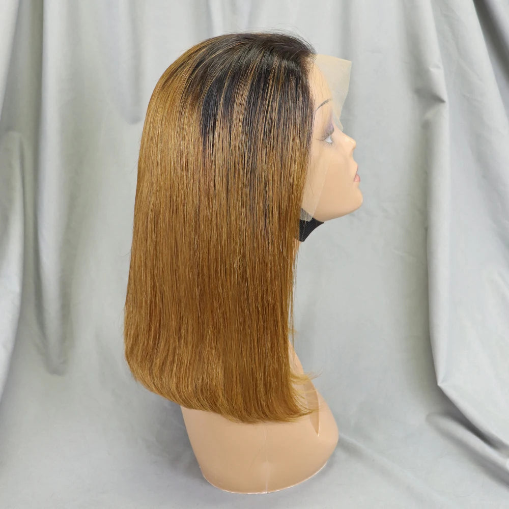 Bone Straight Lace Frontal Pre Plucked Brazilian Short Bob Remy Wig