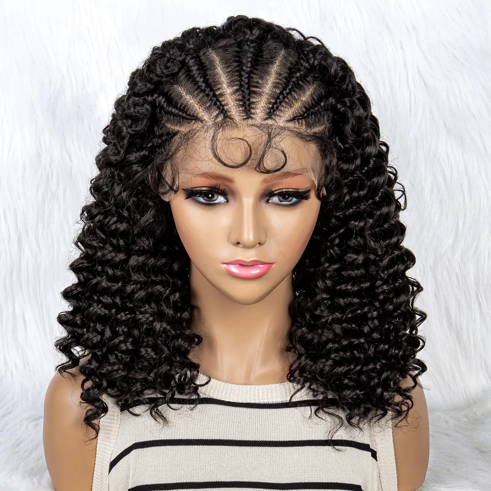 Lace Front Kinky Curly Cornrow Hair - Supreme Lush Hair