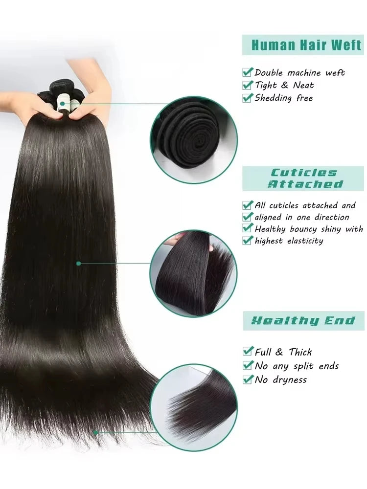 Bone Straight Bundle Human Hair 100% Unprocessed Raw Remy Hair