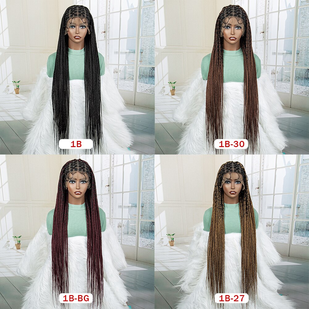 Knotless Cornrow Lace Box Braided Full Lace Synthetic Wigs - Supreme Lush Hair