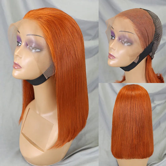 Bone Straight Lace Frontal Pre Plucked Brazilian Short Bob Remy Wig