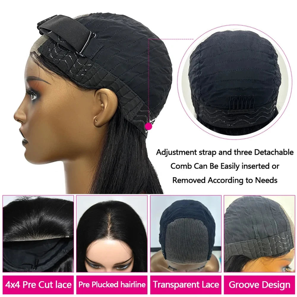 Straight Glueless Ready To Wear Brazilian Human Hair Wigs