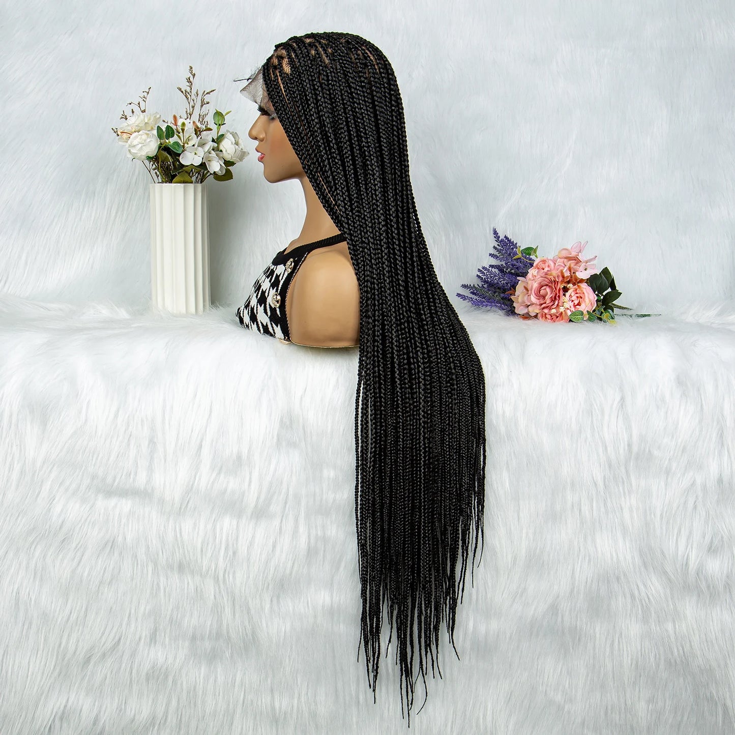 Synthetic Transparent HD Full Lace Braided Wigs Knotless Box Cornrow 