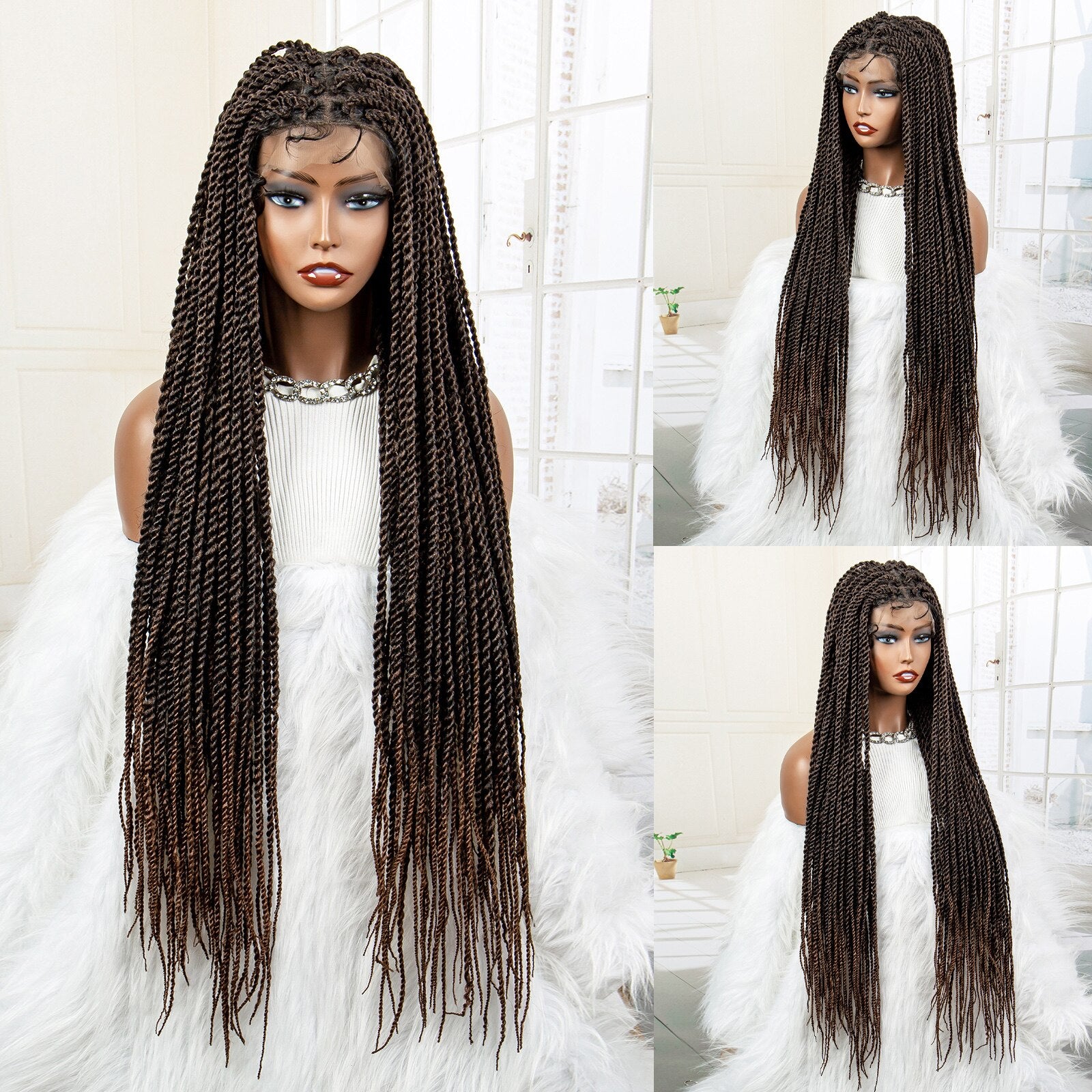 Twist Braided Synthetic Full Lace Frontal Pre Plucked with Baby - Supreme Lush Hair