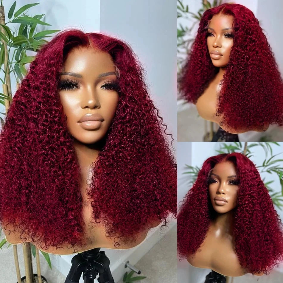Burgundy Lace Front Short Bob Hair Wig Human Deep Wave