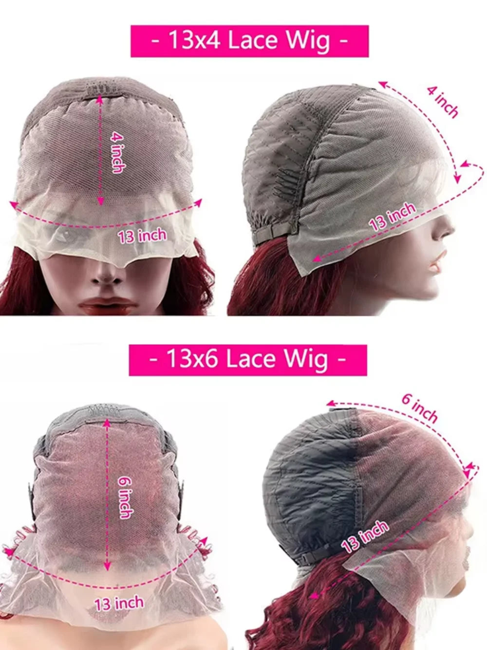 Burgundy 13x6 Lace Frontal Wigs