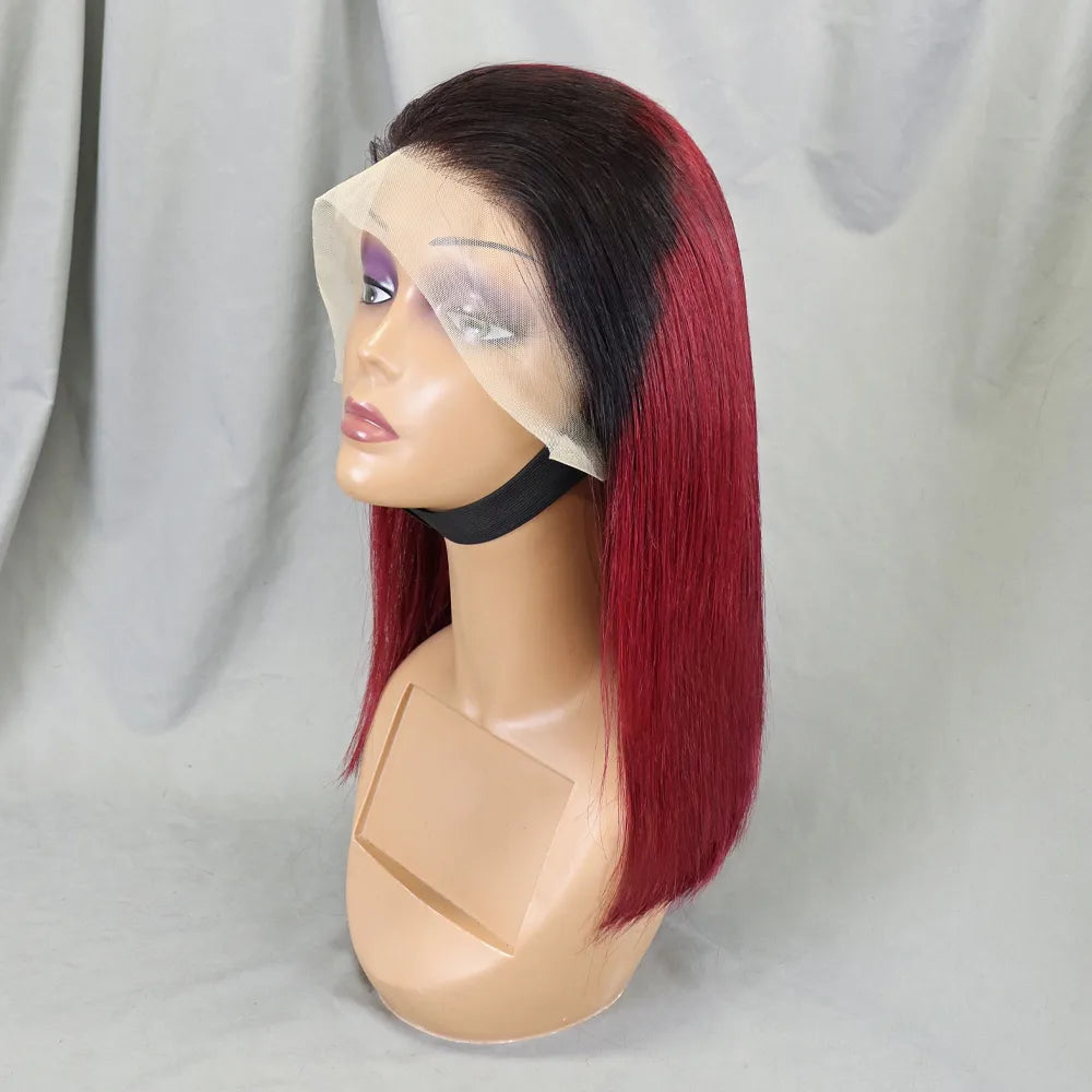 Bone Straight Lace Frontal Pre Plucked Brazilian Short Bob Remy Wig