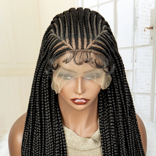 Lace Frontal Afro Synthetic Braided Cornrow Wigs