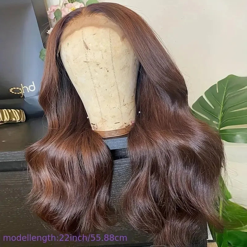 Chocolate Brown Lace Front  Human Hair Wig Transparent Lace Frontal Human Hair