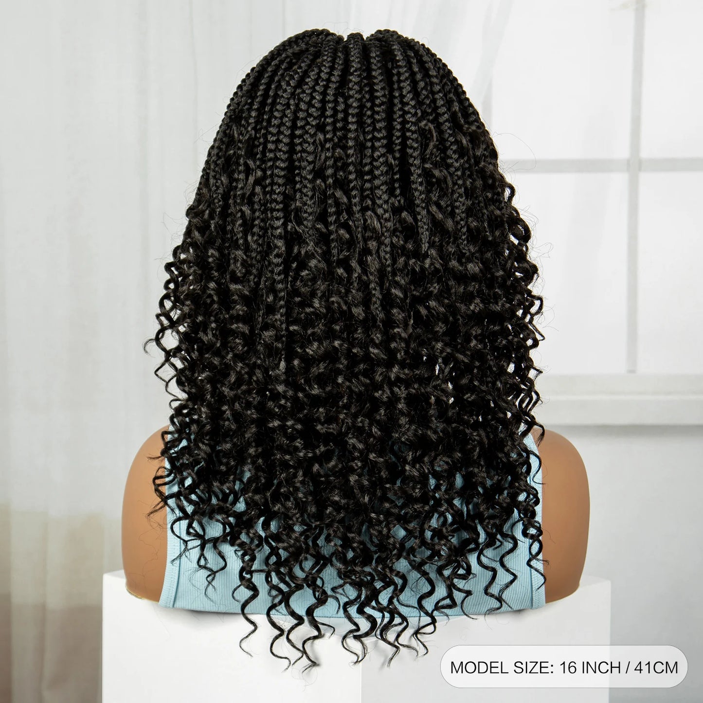 16 Inch Deep Wave Curly Full Lace Knotless Box Braids