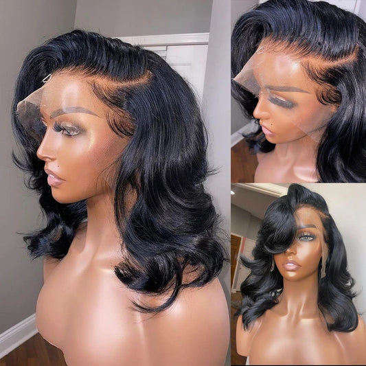 Brazilian Body Wave Short Side Bob Loose Bouncy Curly Human Hair