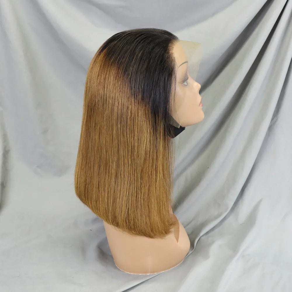 Bone Straight Lace Frontal Pre Plucked Brazilian Short Bob Remy Wig