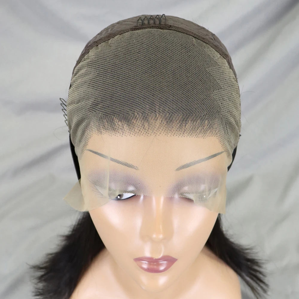 Bone Straight Lace Frontal Pre Plucked Brazilian Short Bob Remy Wig