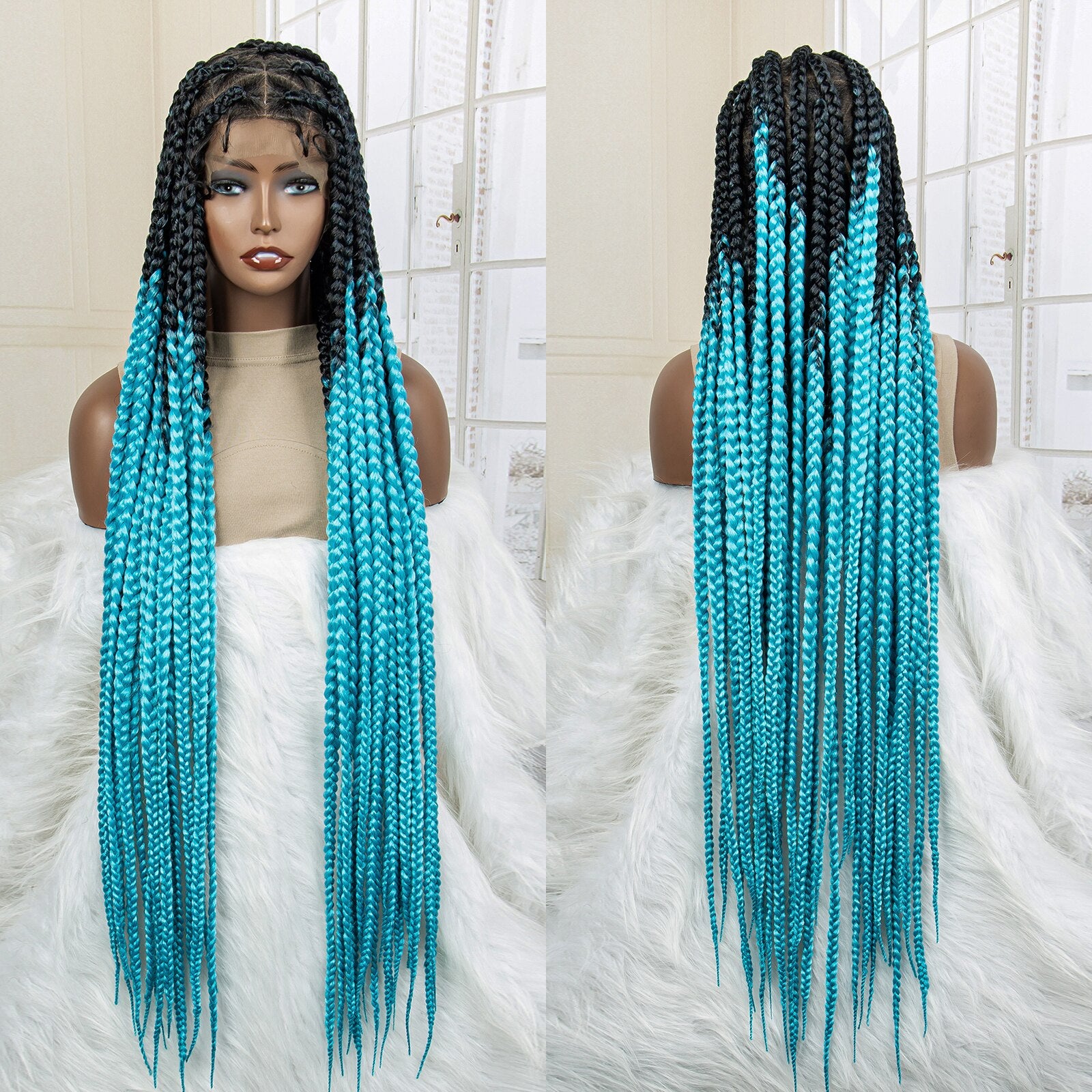 Synthetic Big Knotless Full Lace Braided Wigs - Supreme Lush Hair