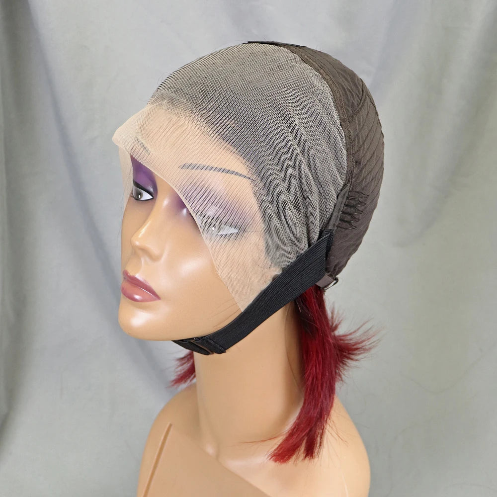 Bone Straight Lace Frontal Pre Plucked Brazilian Short Bob Remy Wig