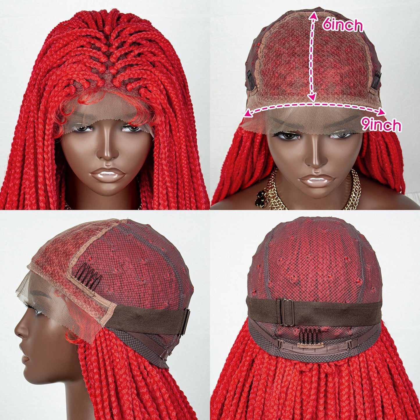 36 Inches Long Braided Wigs Synthetic Lace Front - Supreme Lush Hair