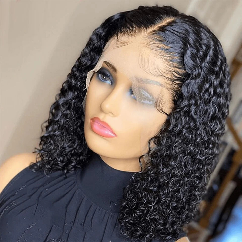 Transparent 5x1 T Part Lace Preplucked Hairline Short Curly Bob - Supreme Lush Hair