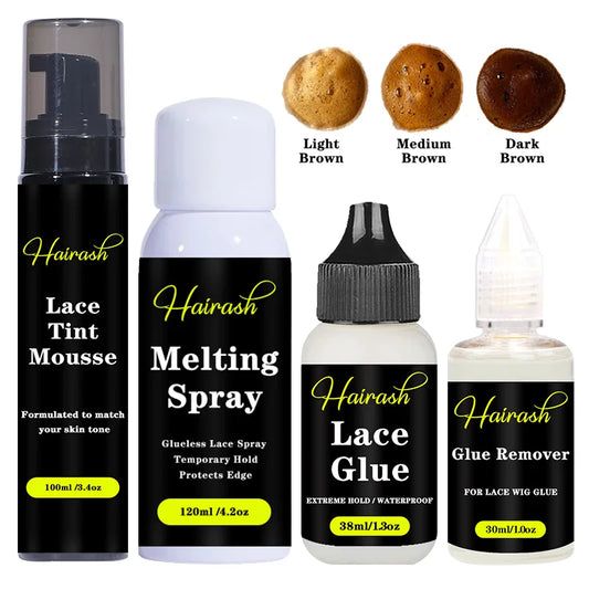 Wig Installation Kit Set Melting Spray For Lace Wigs Lace Tint Mousse Wig Glue Waterproof Glue Remover