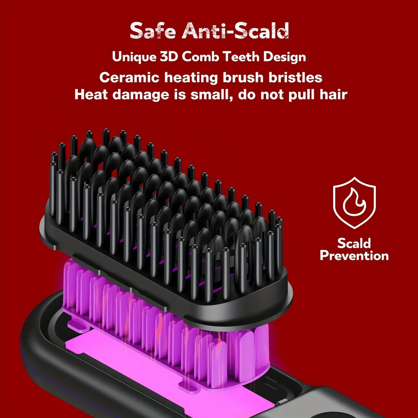 Wireless Hair Straightener Brush Ceramic Heating