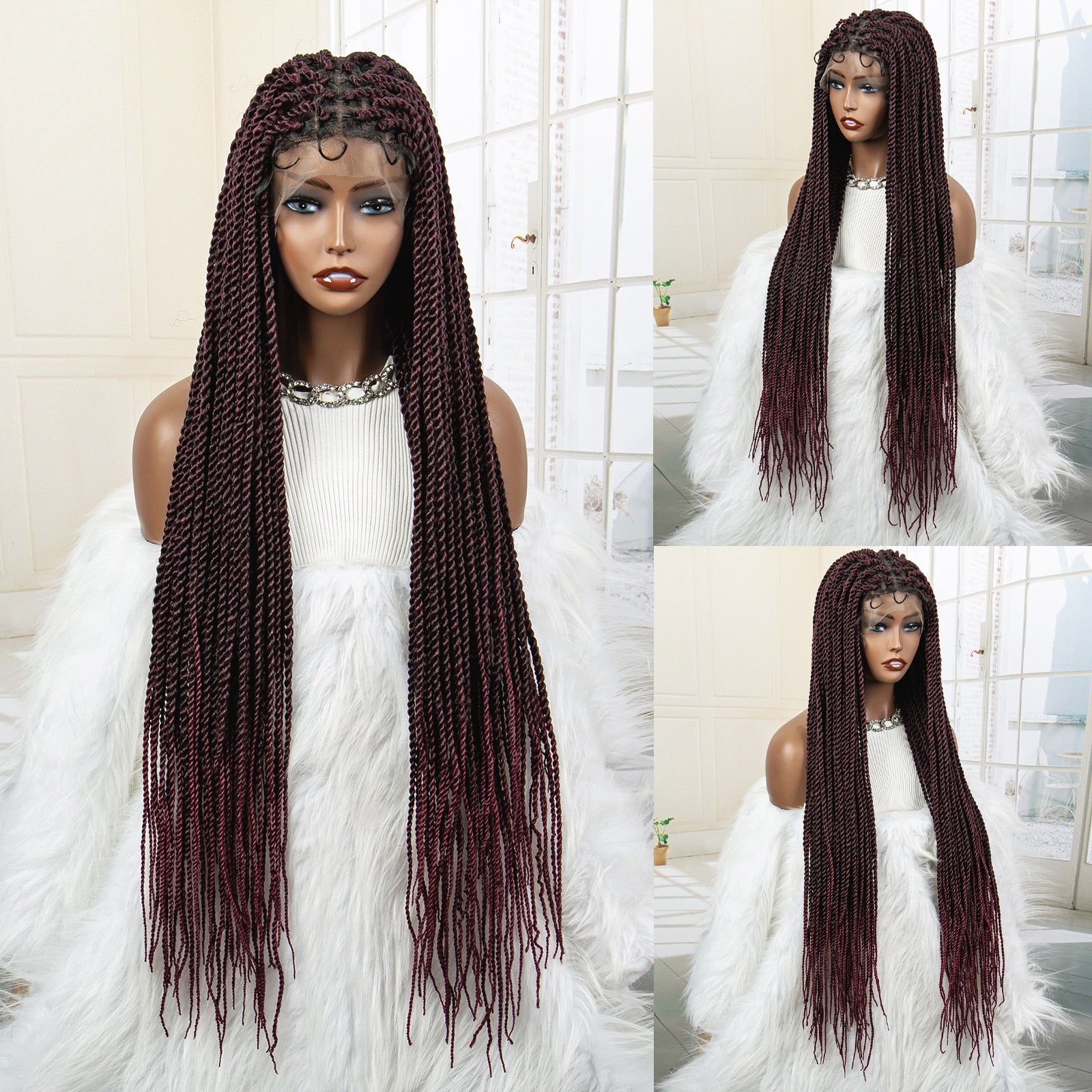 Twist Braided Synthetic Full Lace Frontal Pre Plucked with Baby - Supreme Lush Hair