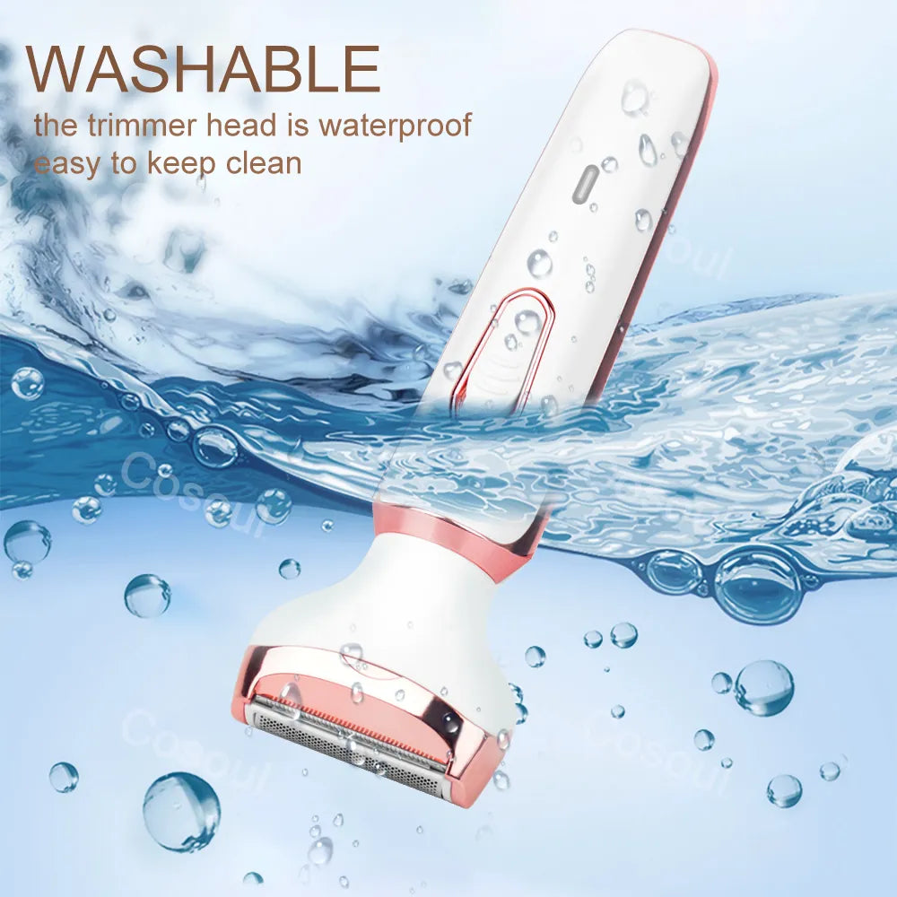 4 in 1 Electric Razor Lady  Body Hair Trimmer for Armpit Bikini Arm Leg Face Mustache Portable Painless