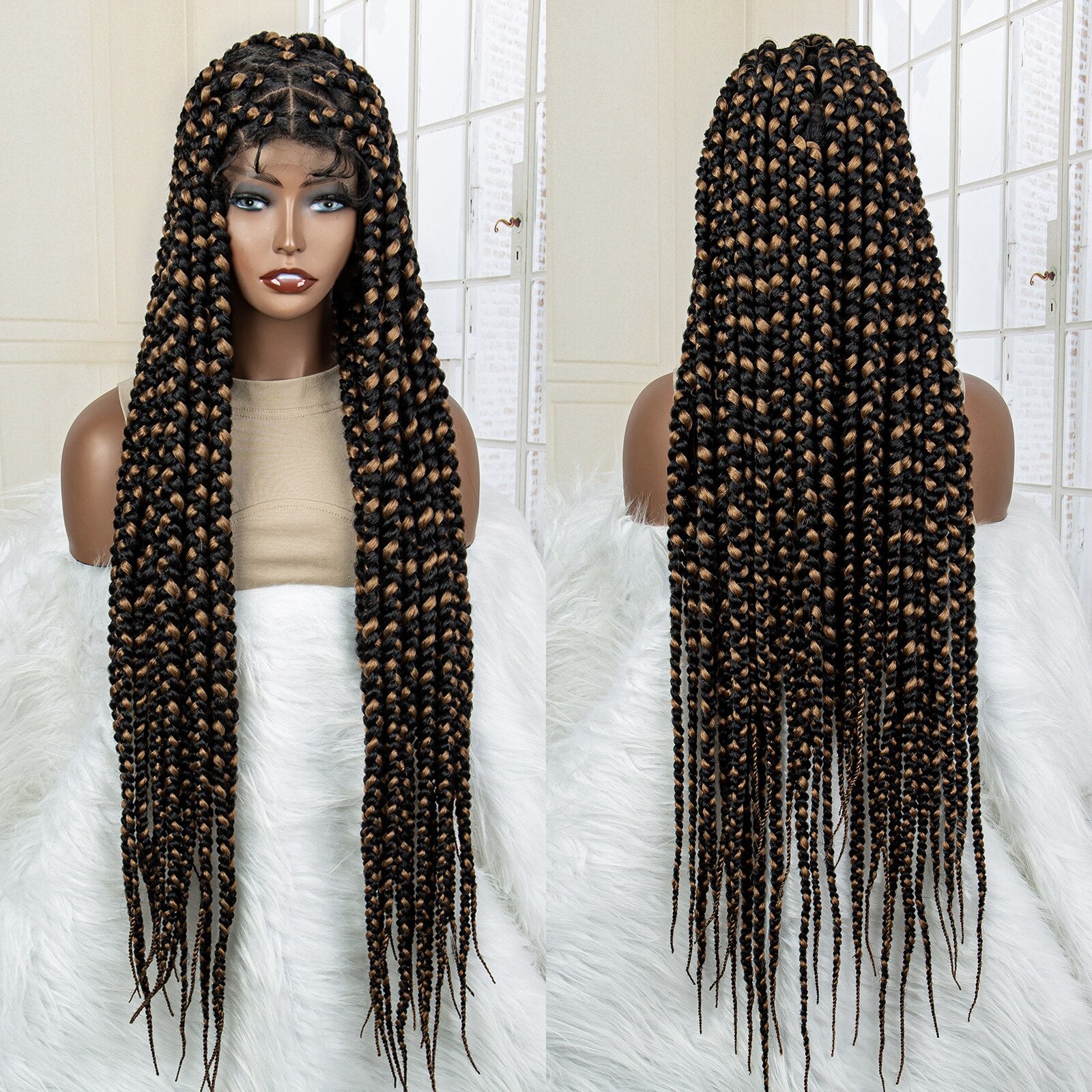 Synthetic Big Knotless Full Lace Braided Wigs - Supreme Lush Hair