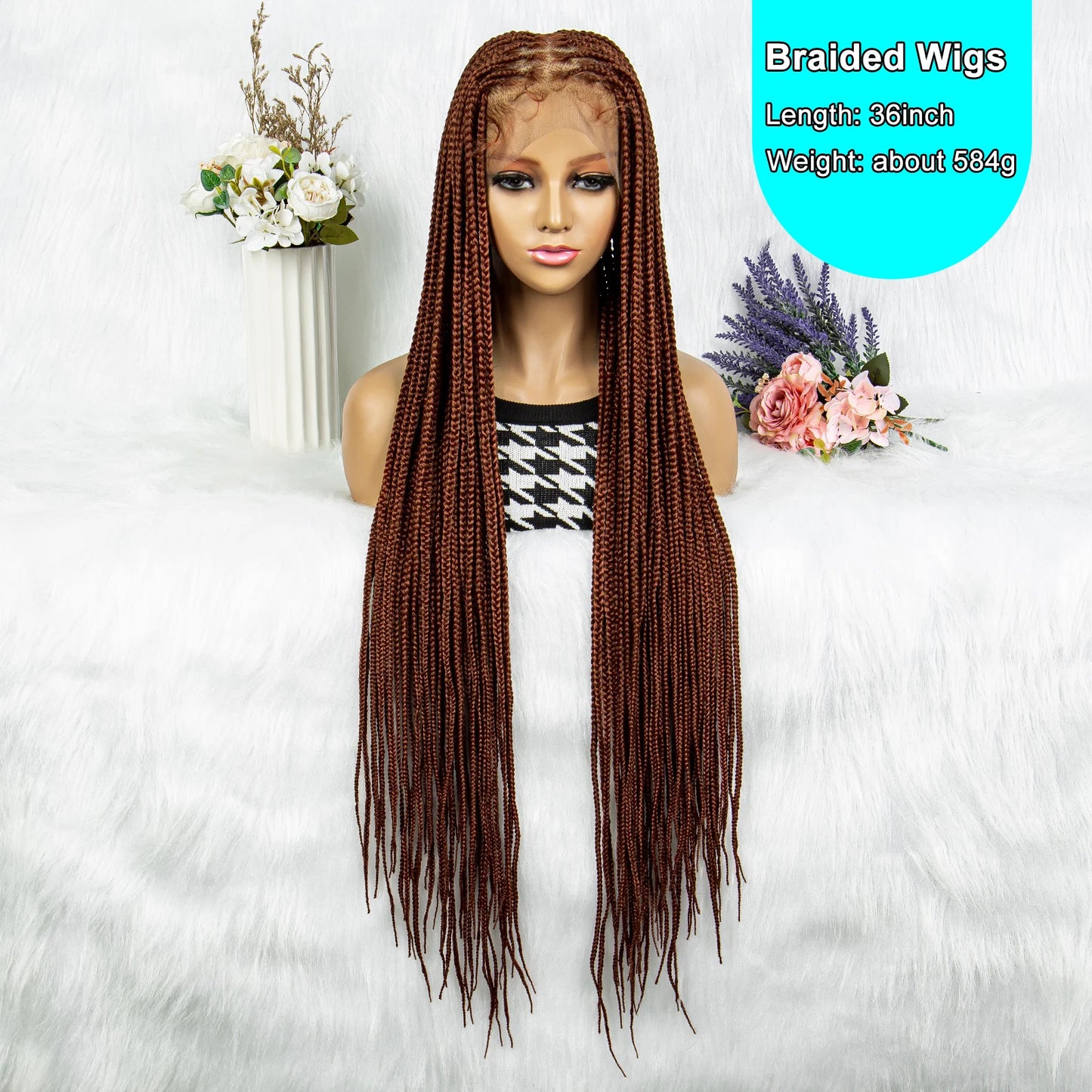Synthetic Transparent HD Full Lace Braided Wigs Knotless Box Cornrow 