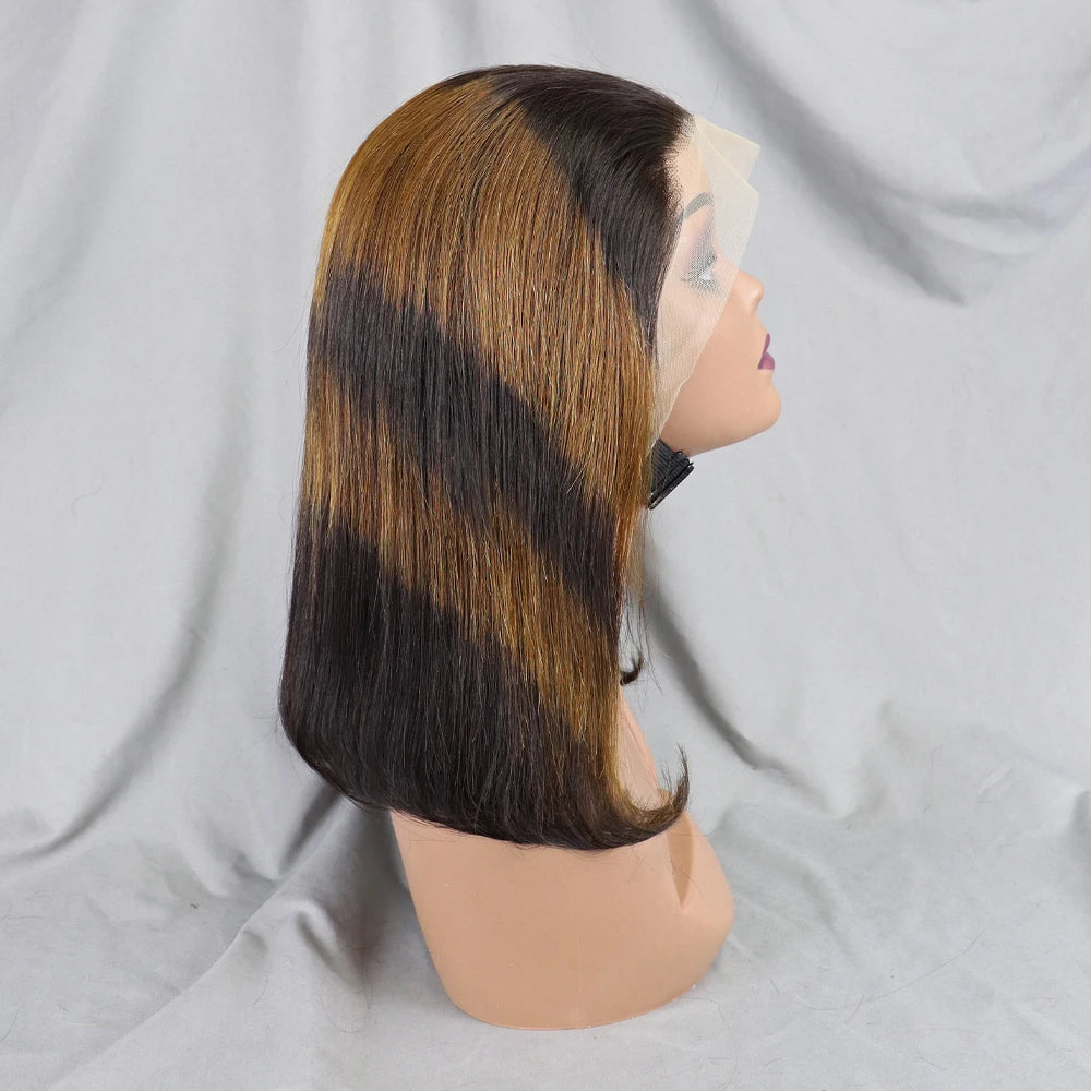 Bone Straight Lace Frontal Pre Plucked Brazilian Short Bob Remy Wig