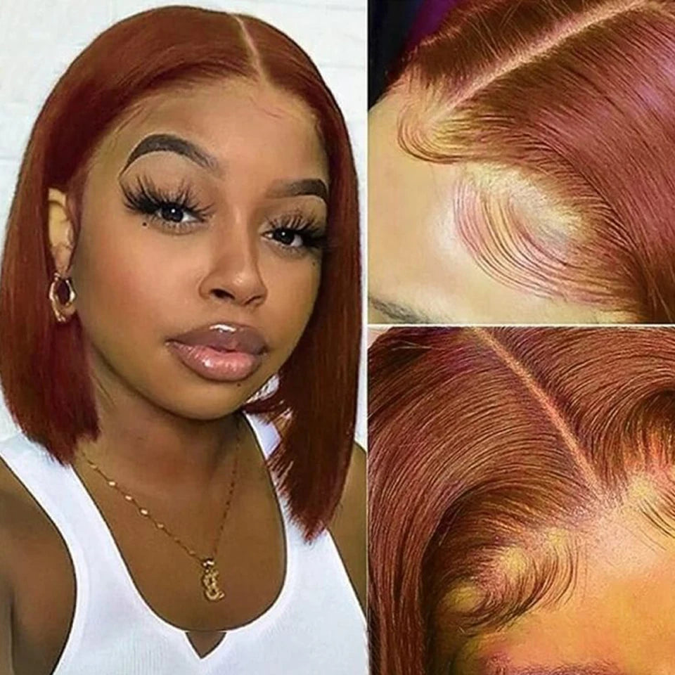 Short Peruvian Straight Bob Lace Front Human Hair