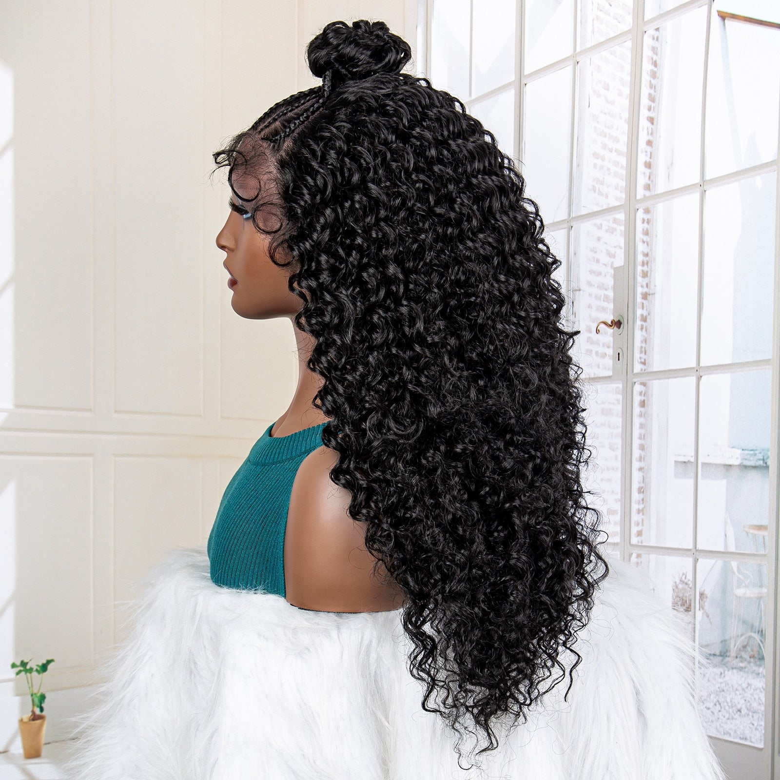 Synthetic Kinky Curly Wave Braided 13x4 Lace Frontal Wigs - Supreme Lush Hair