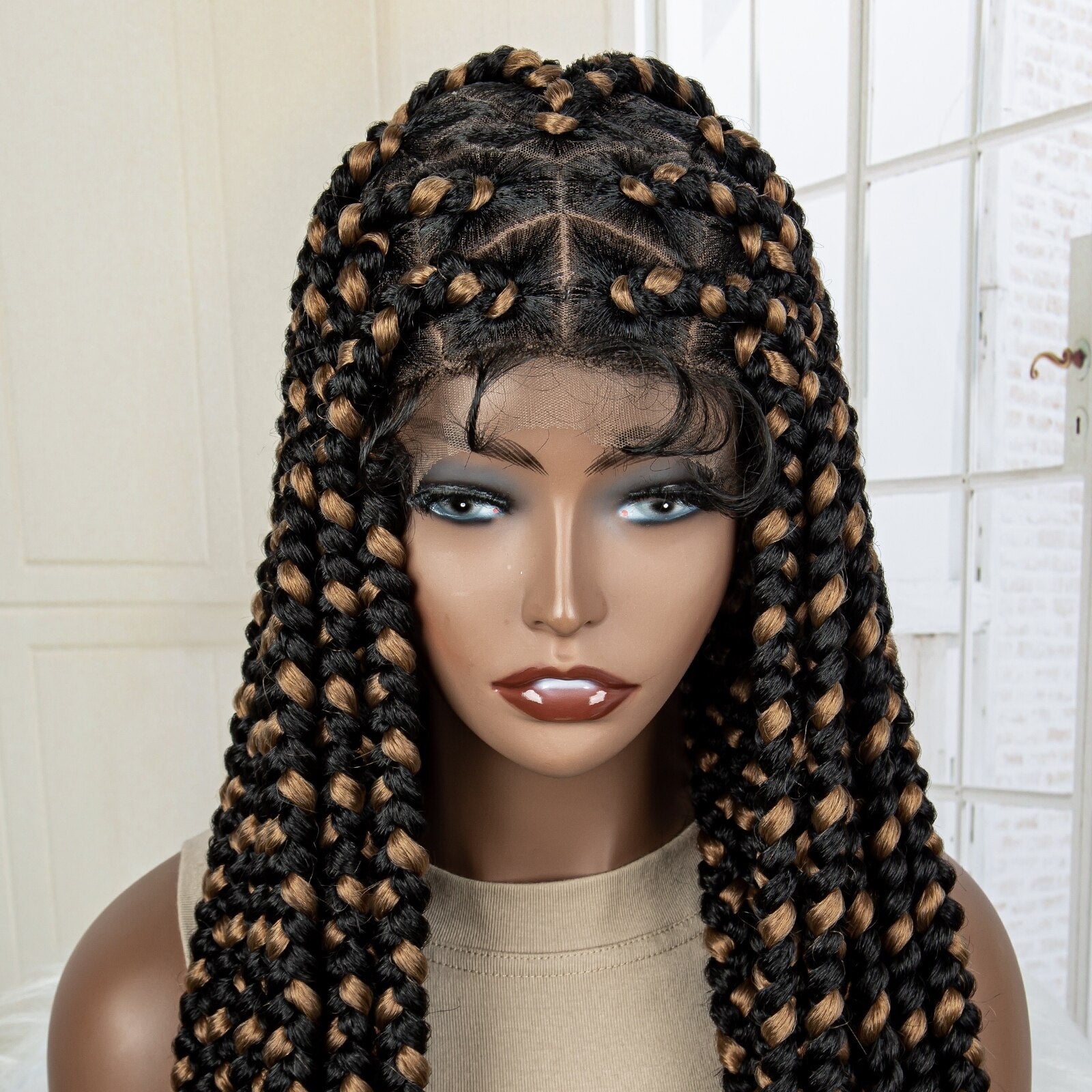 Synthetic Big Knotless Full Lace Braided Wigs - Supreme Lush Hair