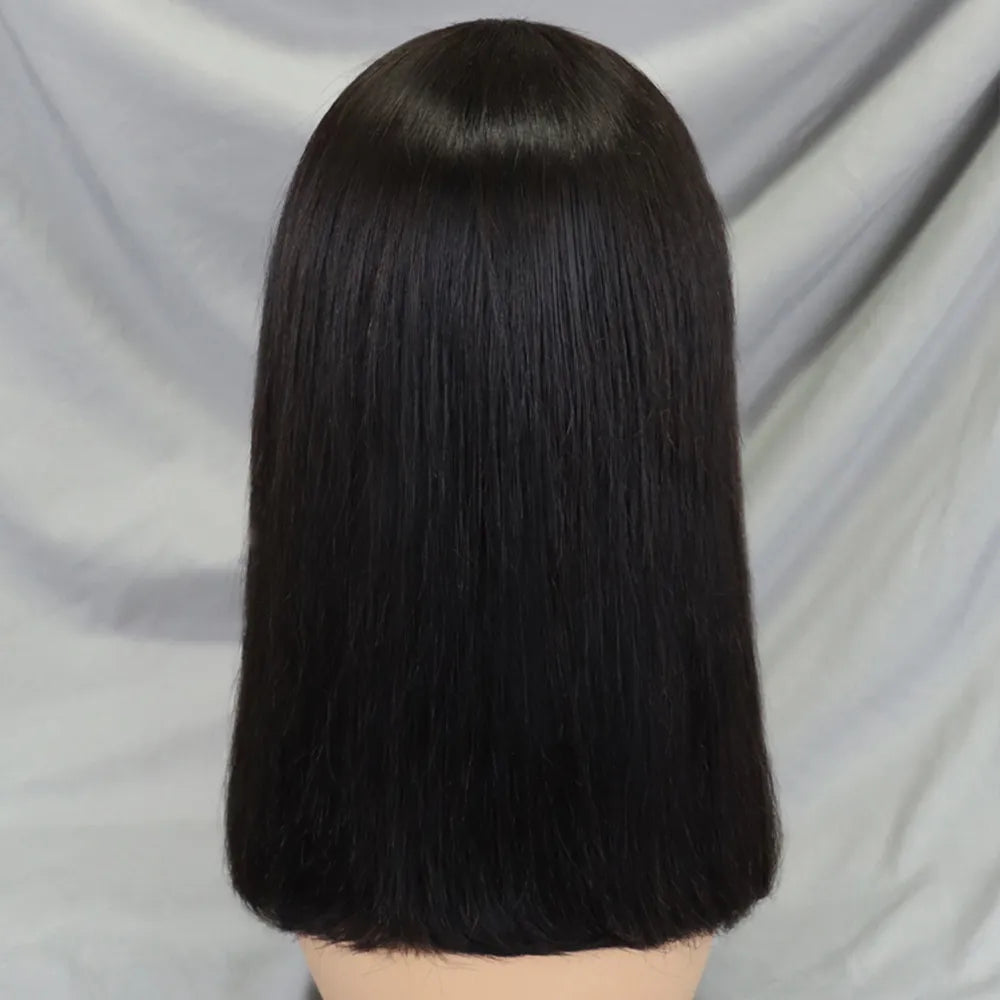 Bone Straight Lace Frontal Pre Plucked Brazilian Short Bob Remy Wig