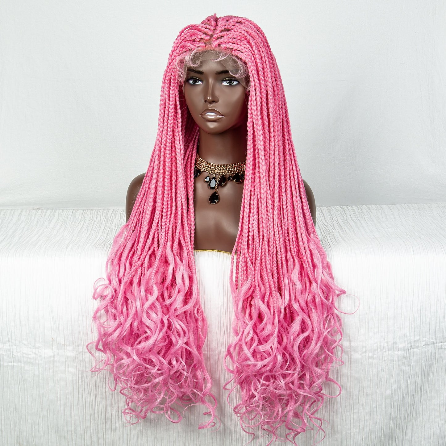 36 Inches Long Braided Wigs Synthetic Lace Front - Supreme Lush Hair