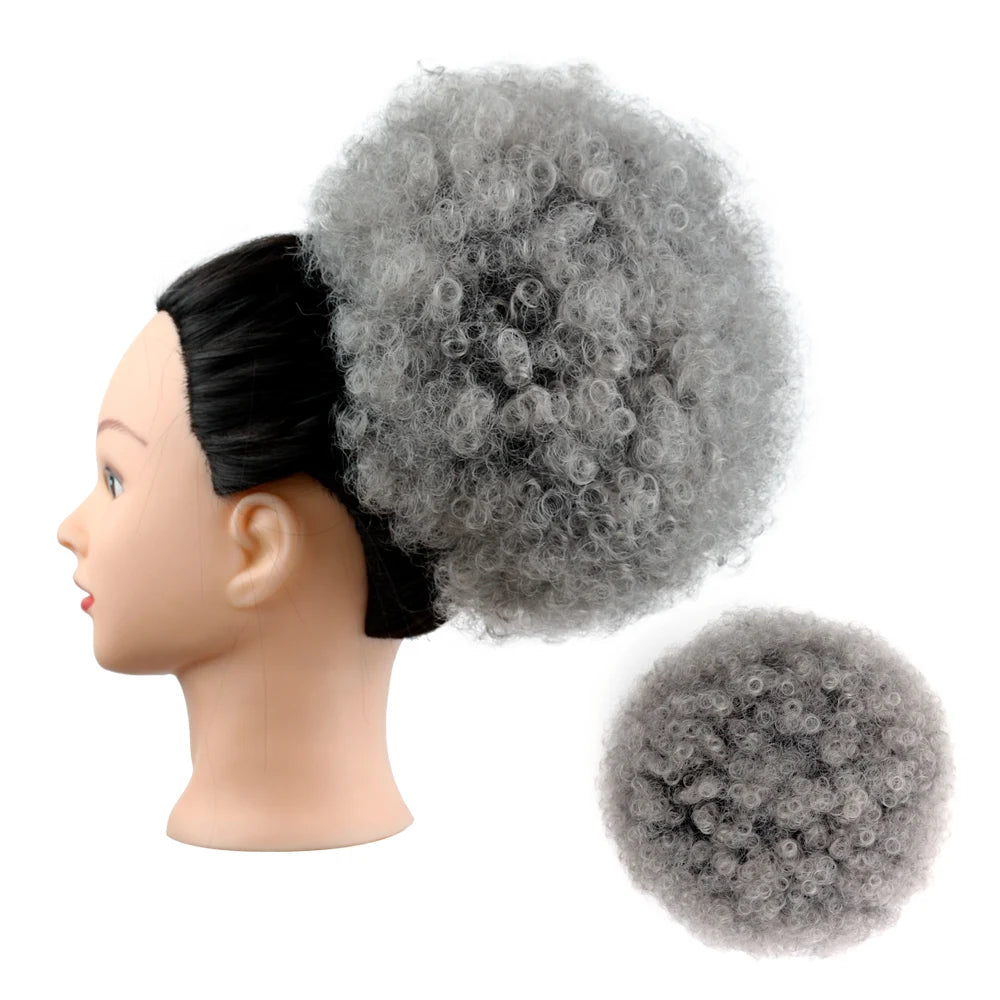 Afro Puff Drawstring Ponytail Extension Synthetic Afro Kinky Curly Puff Bun Hairpiece