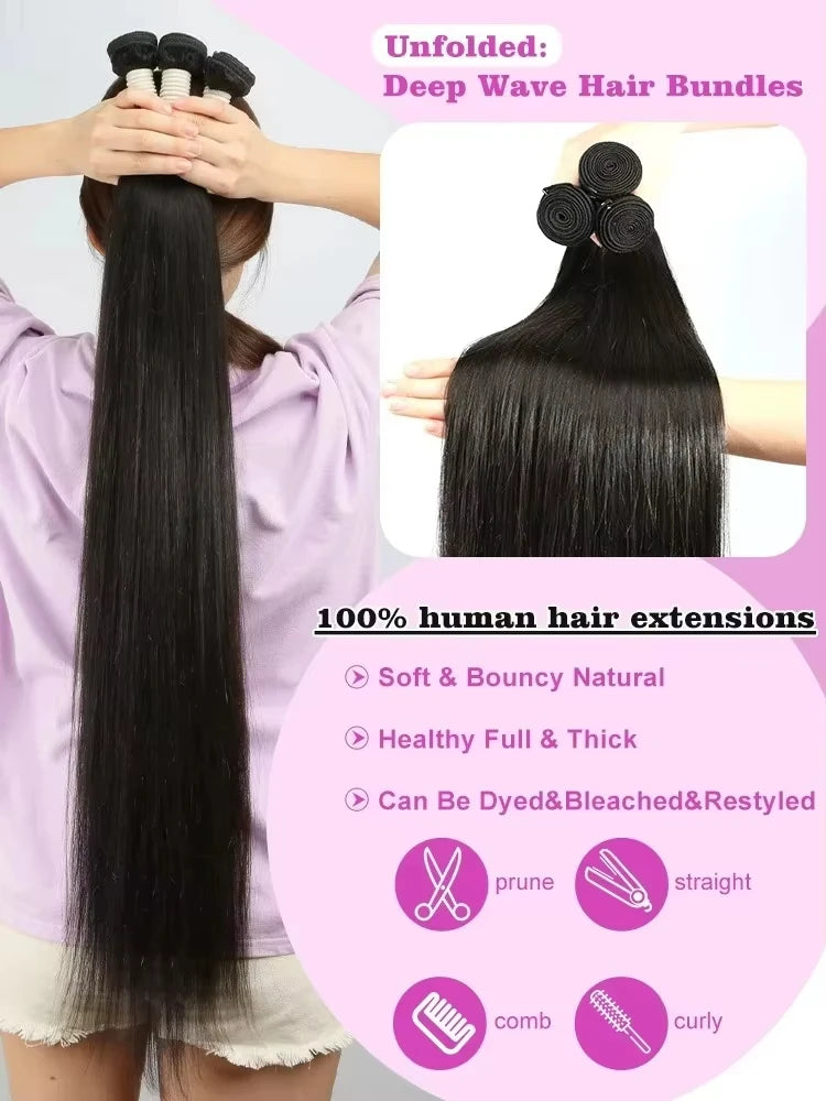 Bone Straight Bundle Human Hair 100% Unprocessed Raw Remy Hair