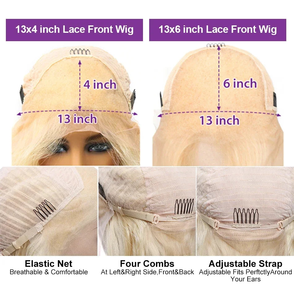 Blonde Body Wave Lace Front HD Transparent Lace 13x4 13x6 Human Hair Wig 613 Pre Plucked Full Frontal Wigs