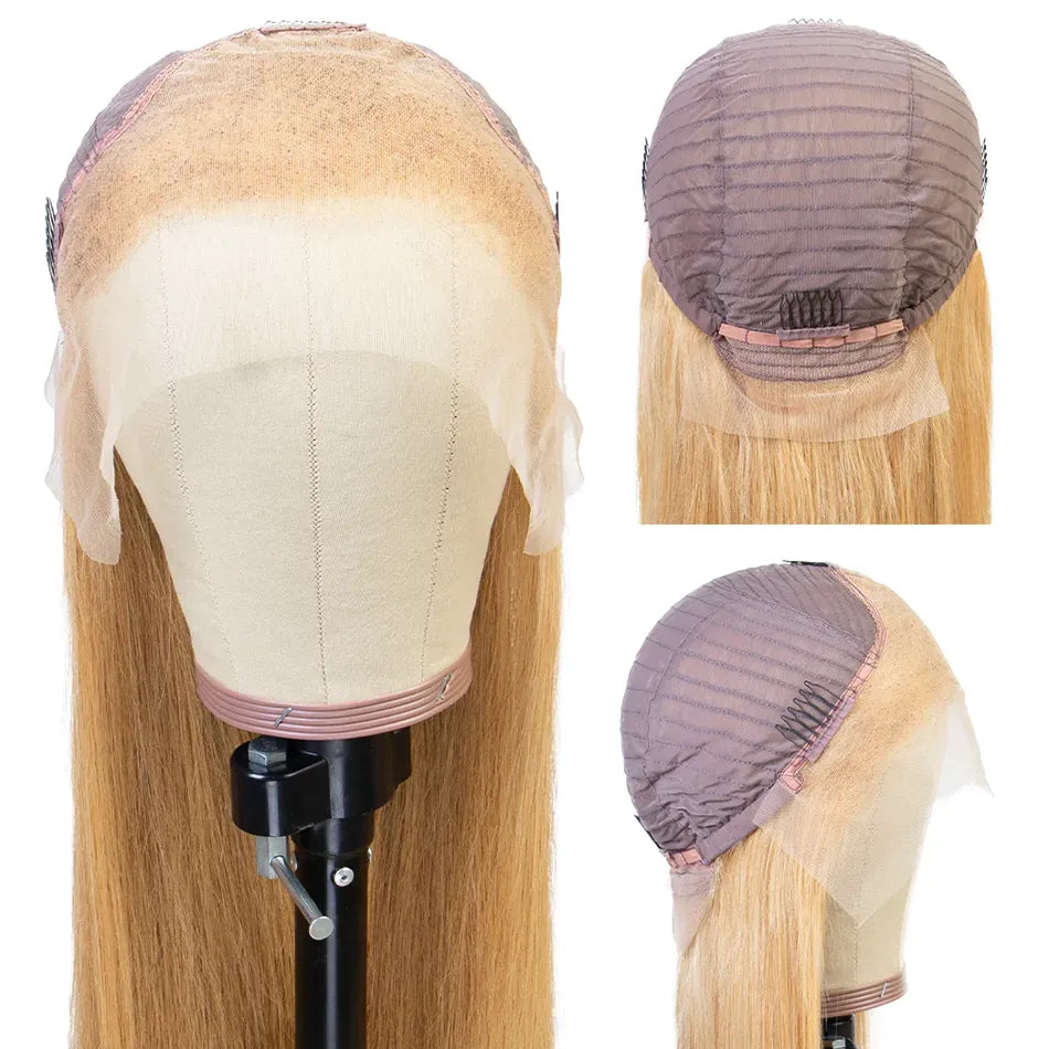 13x4 HD Transparent Lace Front Human Hair Honey Blonde Straight Lace Frontal