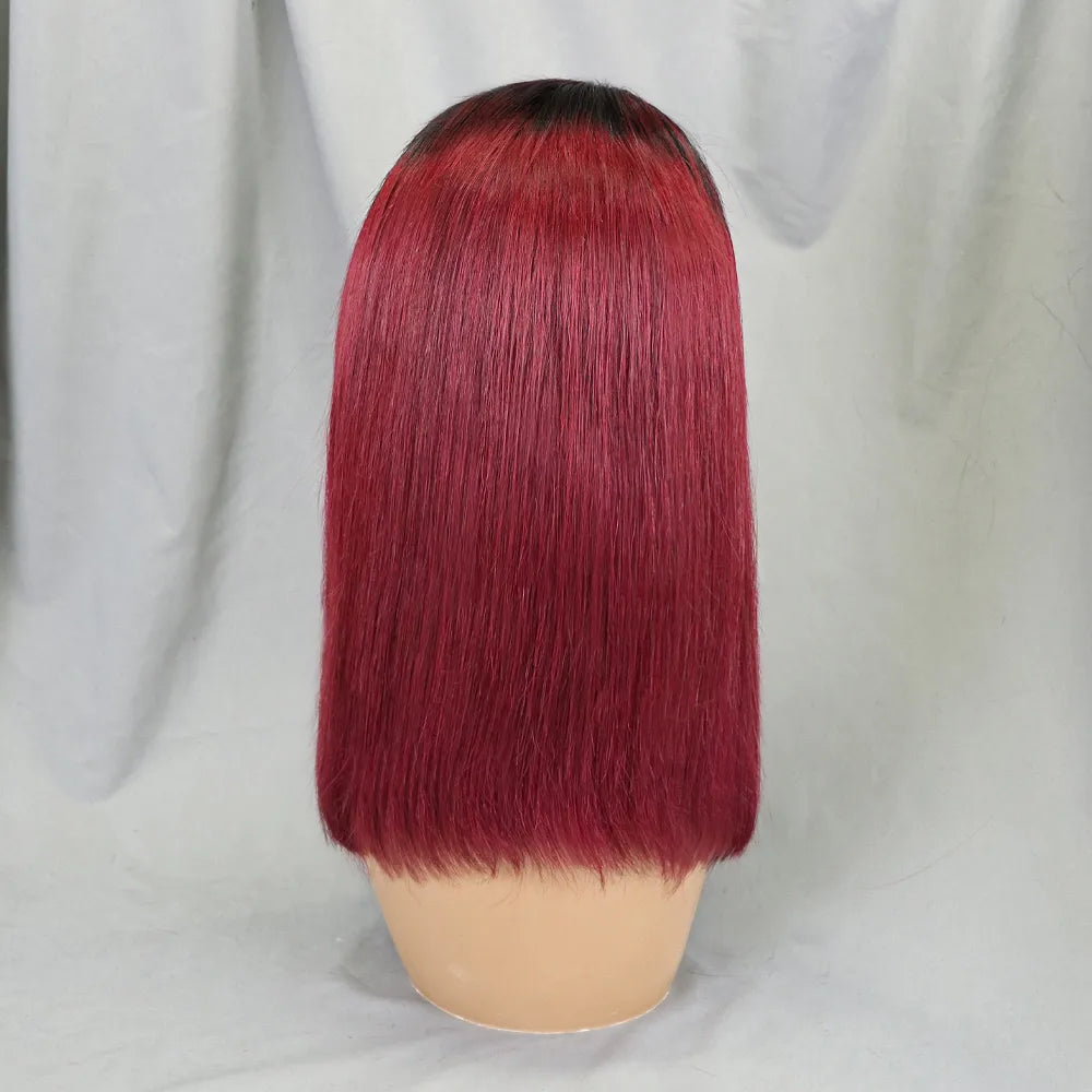 Bone Straight Lace Frontal Pre Plucked Brazilian Short Bob Remy Wig