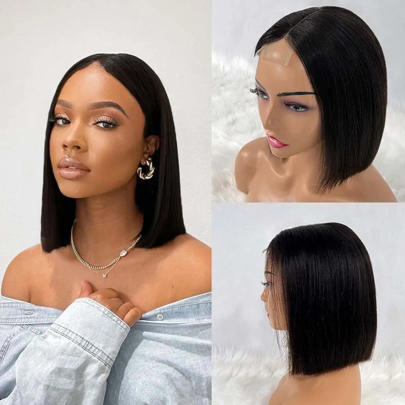 Bone Straight Vietname 2x6 Lace Front Bob Wig with 100% Human Hair