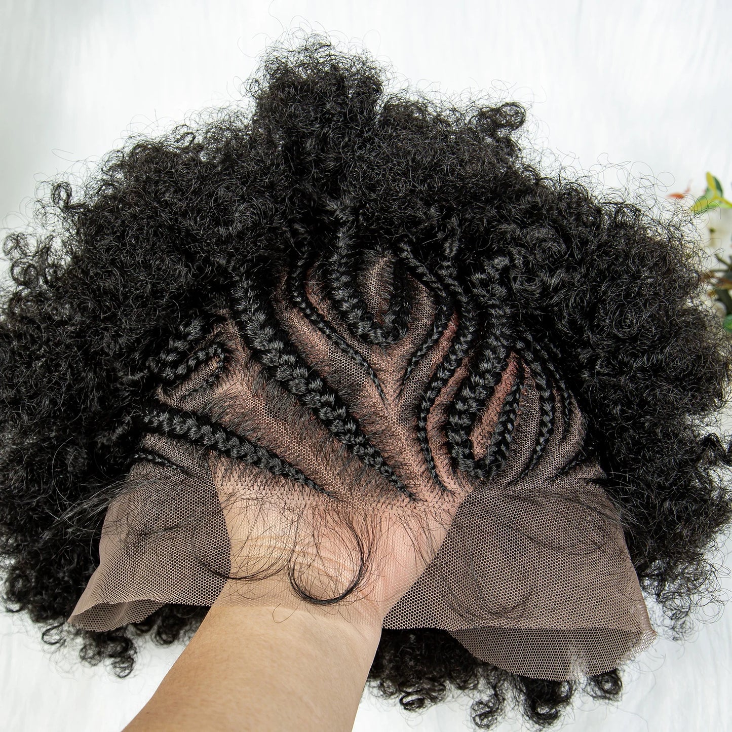 13x6 Lace Front  Cornrow With Baby Hair  Kinky Curly Hair Wigs