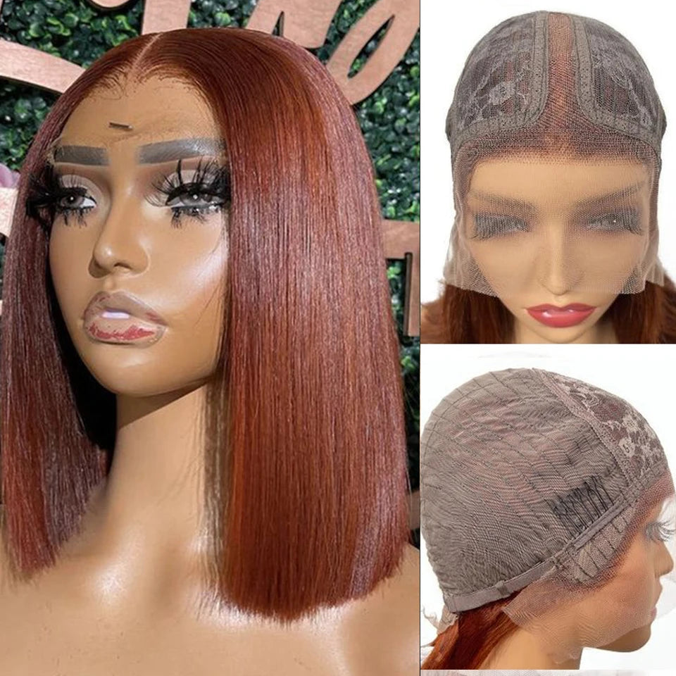 Short Peruvian Straight Bob Lace Front Human Hair
