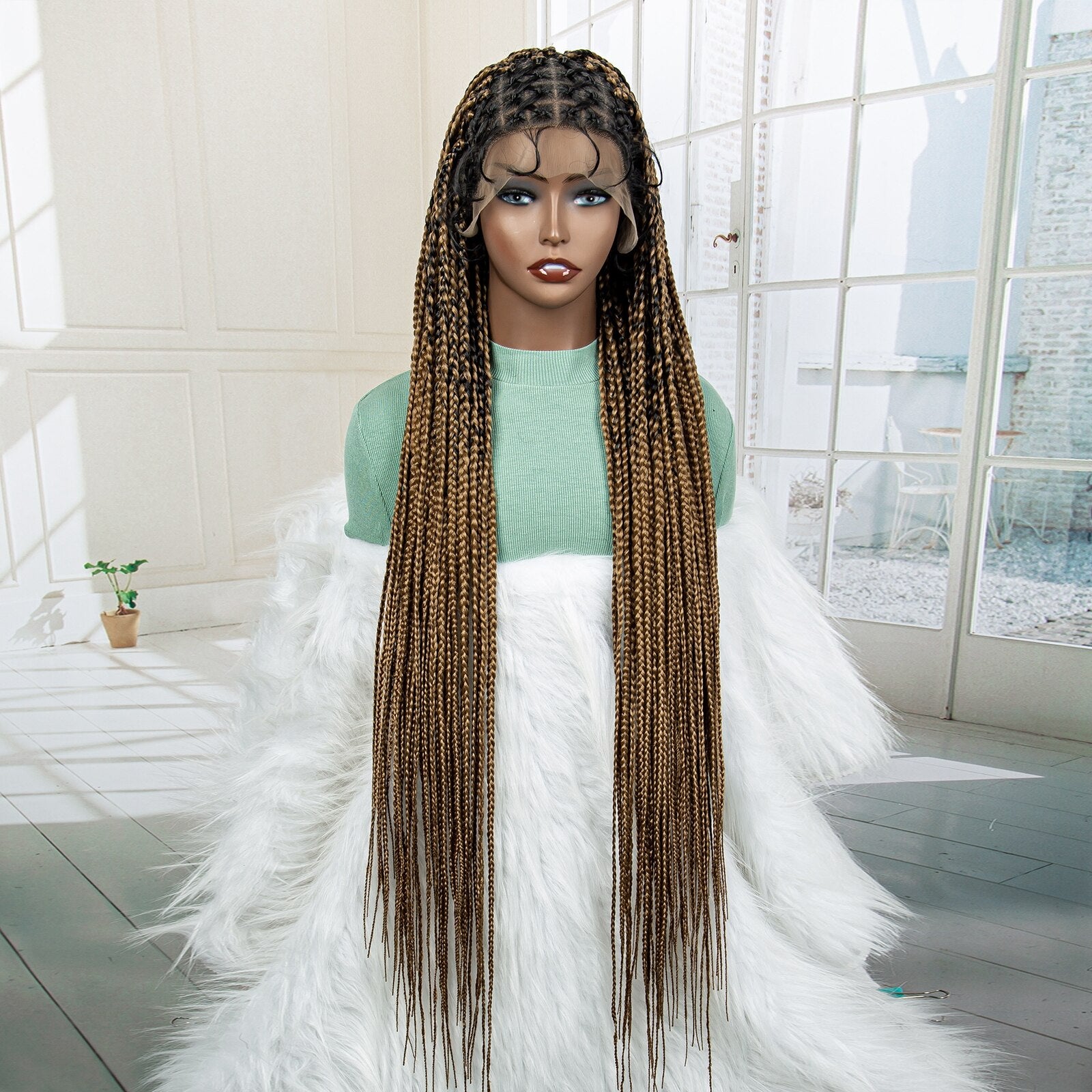 Knotless Cornrow Lace Box Braided Full Lace Synthetic Wigs - Supreme Lush Hair
