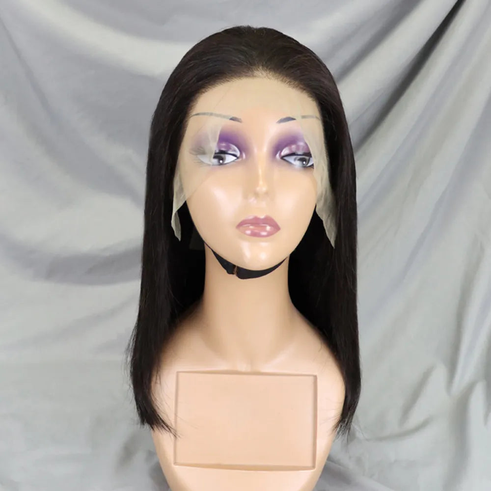Bone Straight Lace Frontal Pre Plucked Brazilian Short Bob Remy Wig