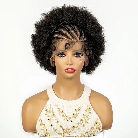 Afro Kinky Curly Braided 13x6 Lace Frontal Synthetic Cornrow with Baby Hair