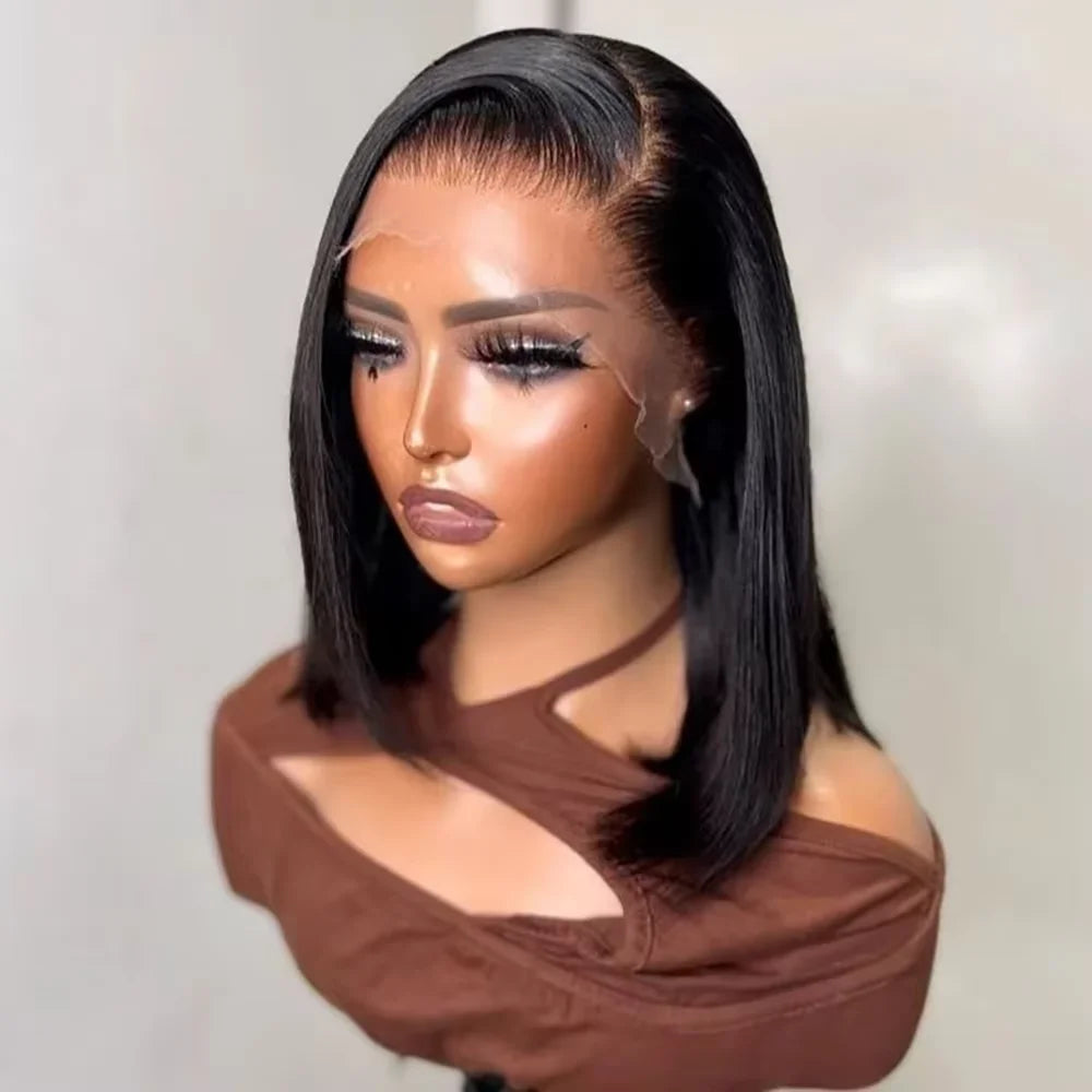 Straight Short Bob 13x4 Full Frontal HD Transparent Lace Brazilian Human Hair